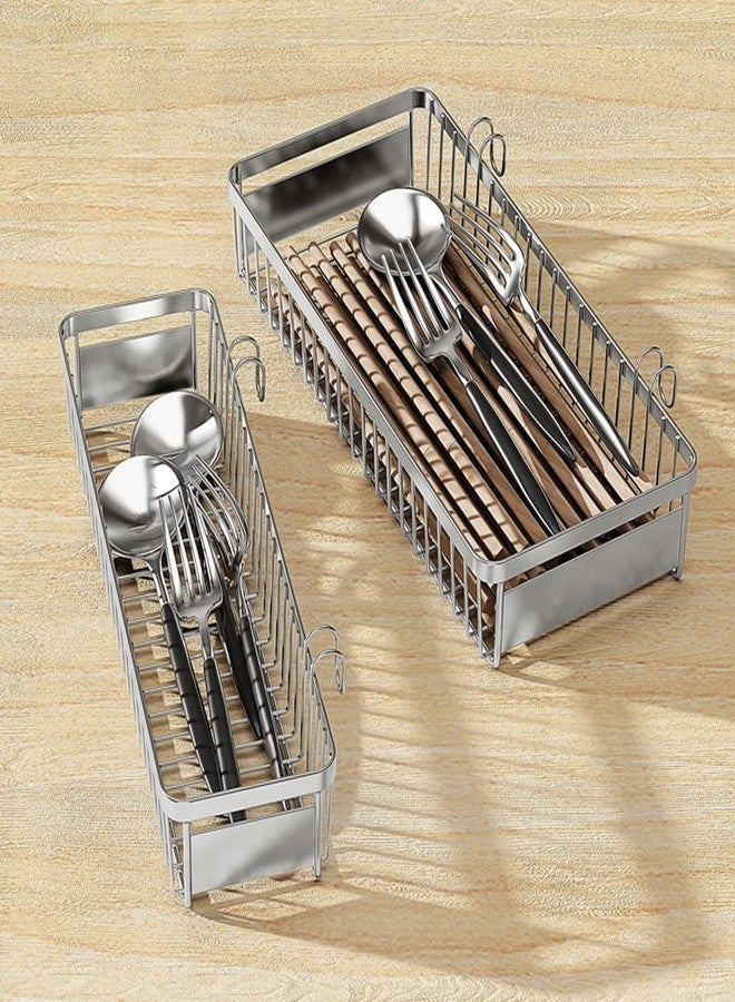MINGFANITY Dish Racks，304 Stainless Steel Utensil Holder, Utensil Drying Rack, Basket Holder with Hooks, Rust Proof - Image 4